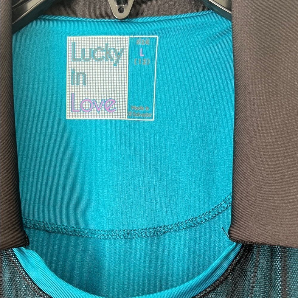 Like New! Lucky in Love Women's Black and Teal Tank Top Mesh Size L - Picture 3 of 10